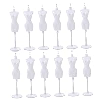 12pcs Doll Mannequin Hanger Hangers Clothes Sewing Form Girl Dress Doll Rack Mini Dressmaker Form Cloth Gown Display Support Babies Toys Bust White Fabric Plastic