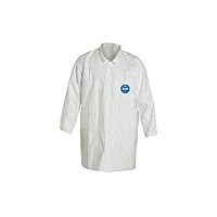 DuPont Tyvek 400 TY212S Disposable Lab Coat with Open Cuff, White, Large (Pack of 30)