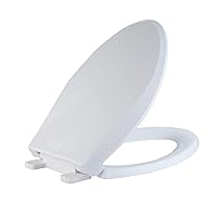 SXSKOK Toilet Seat Elongated with Slow Close , Easy to Install and Clean,Plastic,Fits most Elongate Toilets,White.