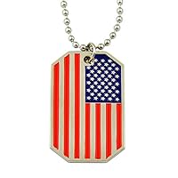 American Flag Dog Tag Masonic Necklace - [Red & Blue][1 1/2'' Tall]