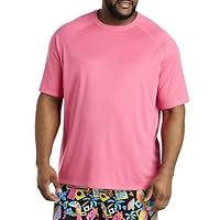 Harbor Bay by DXL Men's Big and Tall Swim Rash Guard T-Shirt Hot Pink 4XLT