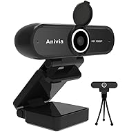 Anivia 1080P Full HD Webcam with Lens Cover - Pro Web Camera with Stereo Microphone - USB Plug and Play PC Laptop Desktop Mac Video Calling, Conference Live(Tripod not Included)