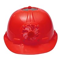 Hard Hat with Fan, Safety Helmet with Solar Cooling Fan, Adjustable Lining Construction Worker Hard Cap for Men Women (Red)