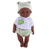 Doll Africa Baby Toy Vinyl Lifelike Newborn with Outfits Frog for Kids Christmas Birthday Gift Green,Lifelike Baby Doll Toys