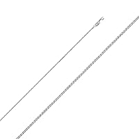 14ct White Gold 1.3mm Flat Wheat Chain Necklace Jewelry for Women - Length Options: 41 46 51 56