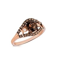0.30 Ct Round Cut Chocolate Quartz Wedding Ring in 925 Sterling Silver Engagement Ring Brown Chocolate Diamond Band Promise Ring For Women 14K Rose Gold Plated Contour Band Ring