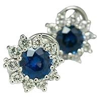 3Ct Round Lab Created Blue Sapphire Huggie Hoop Earrings 925 Sterling Silver