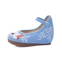 Crane Embroidered Women Canvas Hidden Platforms Shoes Chinese Style Ladies Comfortable Fabric Embroidery Shoes