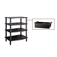 Pangea Audio Vulcan Rack and Drawer Bundle Espresso Four Shelf Audio Rack Media Stand Components Cabinet and Penta Media Storage Drawer 5.75 Inch High