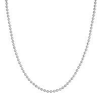 14k White Gold 3mm Bead Chain Necklace Lobster Lock Closure Jewelry Gifts for Women - Length Options: 18 20 22