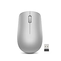 Lenovo 530 Full Size Wireless Computer Mouse for PC, Laptop, Computer with Windows - 2.4 GHz Nano USB Receiver - Ambidextrous Design - 12 Months Battery Life - Platinum Grey