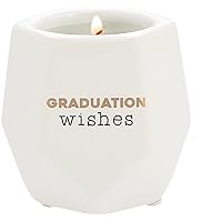 Pavilion - Graduation Wishes - 8-Ounce Geometric Shape Soy-Filled Candle, Jasmine Scented, Grad Gifts, Gifts for Graduates, Graduation Gifts for Her, 1 Count, White
