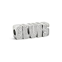 Elvis Presley Women's Sterling Silver Letters Crystal Bead Charm Set, Silver, One Size
