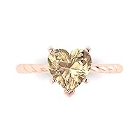 Clara Pucci 2.05 Heart Cut Solitaire Rope Twisted Knot Genuine Yellow Moissanite Engagement Promise Statement Anniversary Ring 14k Pink Rose Gold