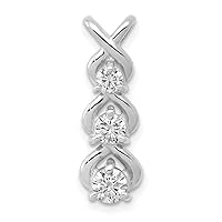 14k White Gold Diamond 3 Stone Criss-Cross Chain Slide Pendant Fine Jewelry For Women Gifts For Her