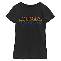 STAR WARS Outline Rainbow Logo Girls Short Sleeve Tee Shirt