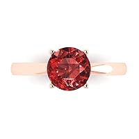 Clara Pucci 1.50 ct Round Cut Solitaire Natural Garnet Engagement Bridal Promise Anniversary Ring in 14k Rose Gold