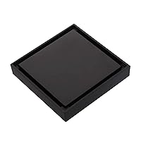 Square Shower Floor Drain Black, 4 Inch Square Shower Floor Drain Matte Black Plated Finished with Tile Insert Grate Removable Cover for Home Bathroom Kitchen