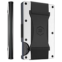 The Ridge Wallet For Men, Slim Wallet For Men - Thin as a Rail, Minimalist Aesthetics, Holds up to 12 Cards, RFID Safe, Blocks Chip Readers, Aluminum Wallet With Cash Strap (Polar White)