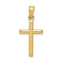 10k Yellow Gold Cross Pendant Charm SMALL - 1 Inch - 24mm x 12mm - Jewelry Gifts For Women Wife Mom Gifts For Men Husband Dad