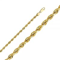 14K Gold 6mm Solid Rope DC Chain - Length: 22
