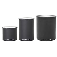 AirScape Steel Coffee Canister Family - Set of 3 - Food Storage Container - Patented Airtight Lid - Push Out Excess Air Preserve Food Freshness (Matte Black, Small, Medium & Large Kilo)