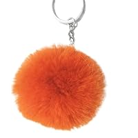 1pcs Pompom Keychain Faux Fur Ball Key Chain Fluffy Fur Pom Pom Keyring Bag Charms Car Tassel Pendant Accessories (Color : Orange, Size : 6cm)