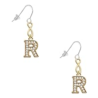 Goldtone Crystal Initial - Gold-tone Infinity French Earrings