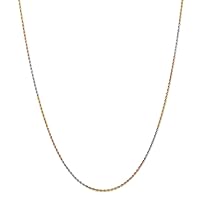 JewelryWeb 14ct D-Cut Rope Chain Necklace in White Gold Yellow Gold Choice of Lengths 41 46 51 56 61 76 and Variety of mm Options