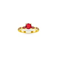 1.00 Ctw Round Cut Lab Created Pink Ruby Engagement Womens Anniversary Ring 14K Yellow Gold Plated