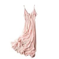 Silk Elegant Women DressesSummer Beach Dress Womens Clothing V-Neck Sleeveless Dresses for