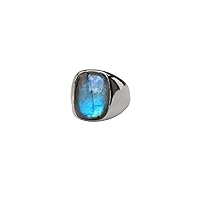 Natural Labradorite Gemstone Ring, Mens Labradorite Ring, Handmade Silver Ring, 925 Sterling Silver, Birthday Gift for Him, Promise Ring, Birthstone, Thanksgiving