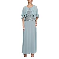 Le Bos Women's Capelet Embroidered Long Dress
