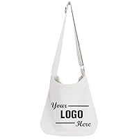 TopTie Custom Canvas Hobo Tote Bag with Logo, Personalized Crossbody Bag, Large Shoulder Bag