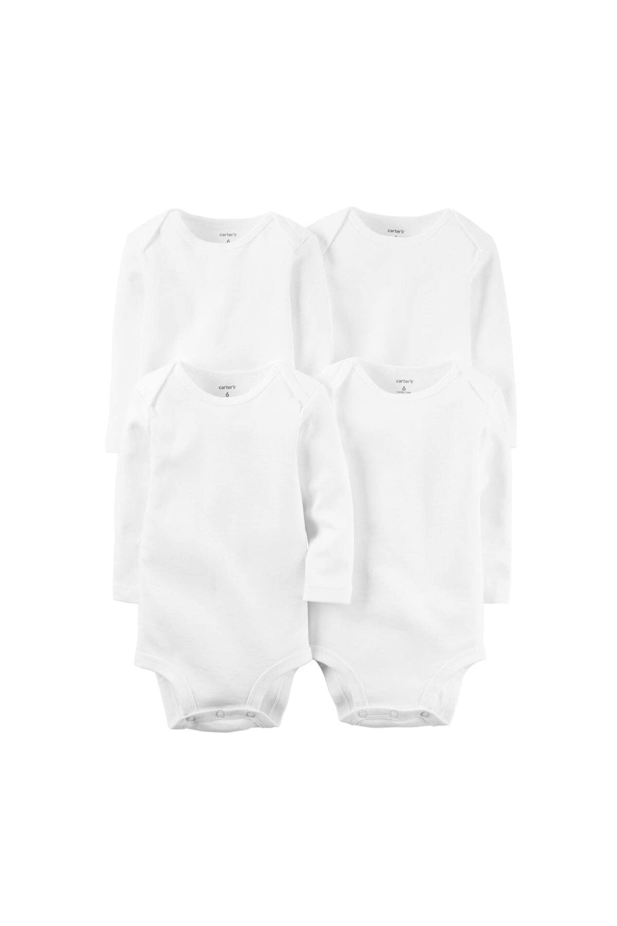 Carter's Baby 4-Pack Long Sleeve Bodysuits Newborn White