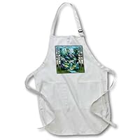 3dRose apr_14858_2 Fairy Garden-Medium Length Apron with Pouch Pockets, 22 by 24-Inch