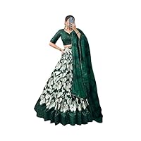 Women's Embroidered Green Lehenga Set with Blouse and Trousers