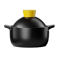 Casserole Household Ceramic Pot Soup Pot Casserole with lid Household Cooking Pot (Color : Yellow, Size : 21.5 * 10cm)