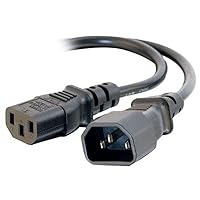 C2G Power Cord, Short Extension Cord, Power Extension Cord, 16 AWG, Black, 3 Feet (0.91 Meters), Cables to Go 29966