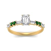 Choose Your Gemstone Vintage Classic Engagement Ring yellow gold plated Emerald Shape Side Stone Engagement Rings Minimal Modern Design Birthday Gift Wedding Gift US Size 4 to 12