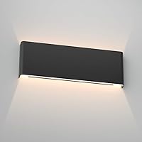 Aipsun 15.8in Matte Black Modern Vanity Light Up and Down LED Vanity Light for Bathroom Wall Lighting Fixtures (Warm Light 3000K)