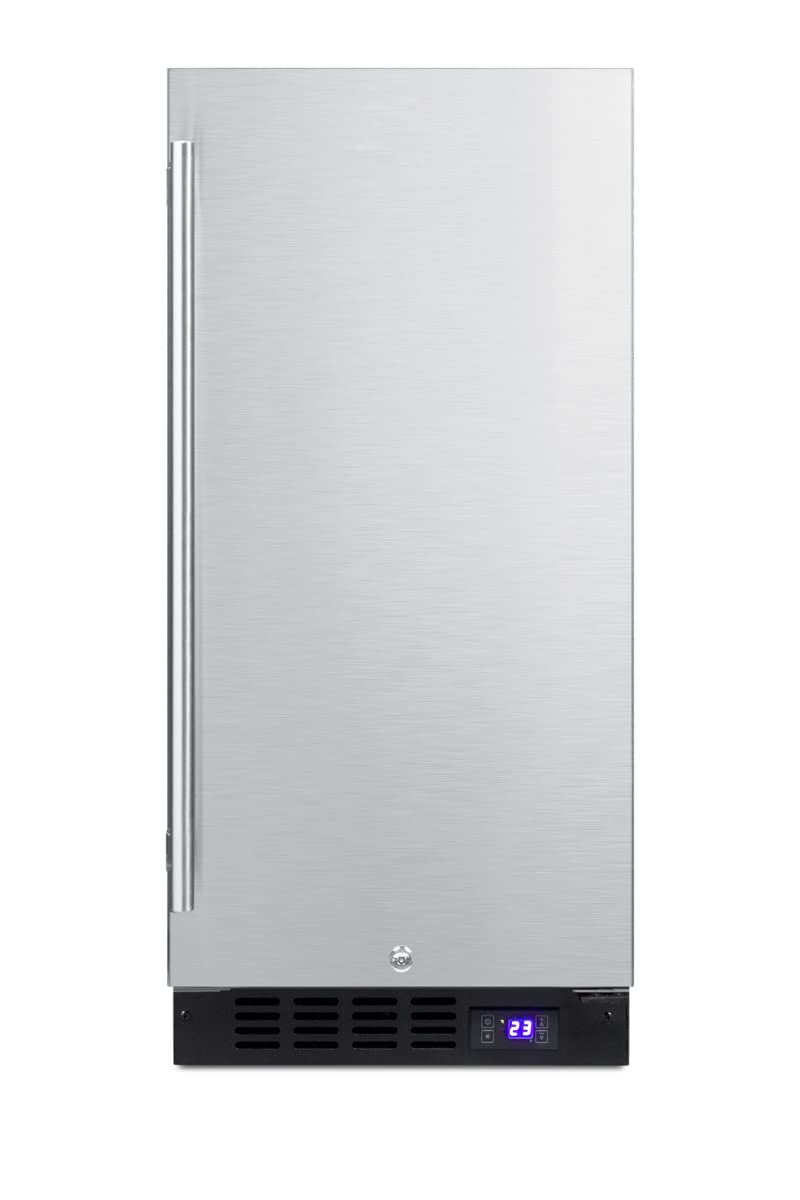 Summit SCFF1533BSS Cabinet Freezer with 2.45 cu. ft. Total Capacity Frost Free Operation Adjustable Chrome Shelves Sabbath Mode Setting and 100% CFC Free in Stainless Steel (Right Hinge
