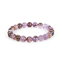 Natural AAA Cacoxenite Amethyst Beads Bracelet 10mm Gemstone Stretch Fit Bracelet | 7-7.5” length | Unisex Bracelet | Round Shape Beads Bracele|Men/Women