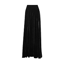 Long A-line Skirts for Women Elastic Waist Autumn and Winter Velour Black Skirt