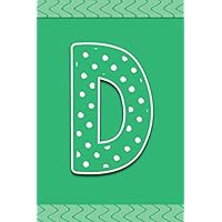 D: Personalized Monogram Initial Letter D Gratitude Journal, Green With White Polka Dot Notebook, Daily Positive Mood & Thought Reflections Notebook For Women, Girls