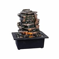 Home Décor Waterfall Meditation Fountain Indoor Tabletop Many Natural River Rocks Decorated Office Home Tabletop Fountion with LED Lights Christmas Decorations