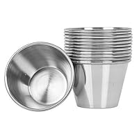 (12 Pack) Stainless Steel Sauce Cups 2.5 oz, Commercial Grade Dipping Sauce Cups, Individual Condiment Cups/Portion Cups/Ramekins by Tezzorio