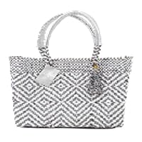 Woven Handbag, Handmade Woven Bag, Women's, Silver, Silver