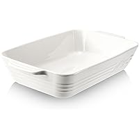 Casserole Dish Ceramic Baking Dish Casserole Dishes for Oven 9x13 Baking Dish with Handles Deep and Large Capacity Baking Dish for Casseroles Lasagnas Roasted Vegetables Great Kitchen Gifts, White