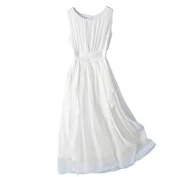 Silk Dresses Women Summer Elegant White for Woman Sleeveless Beach
